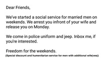 Social service for husbands to get arrest